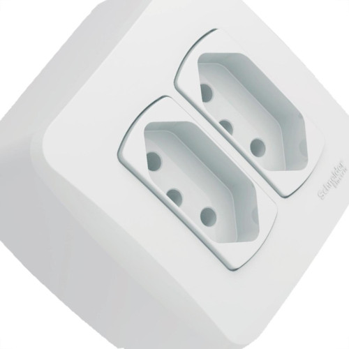 Sistema Box Schneider Dexson-Miluz Branco 2 Tomadas 2P+T. 10A. - S3B66440