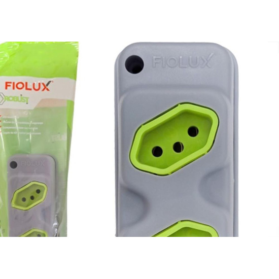 Kit C/3 - Tomada Barra Fiolux 2P+T. 20A. Dupla Cinza/Verde Kit C/3 - Tomada Barra Fiolux 2P+T. 20A. Dupla Cinza/Verde