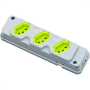 Kit C/2 - Tomada Barra Fiolux 2P+T. 20A. Tripla Cinza/Verde