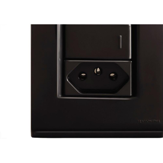 Conjunto Tramontina Com Placa Liz Grafite 2 Simples+Tomada .2P+T. 10A.