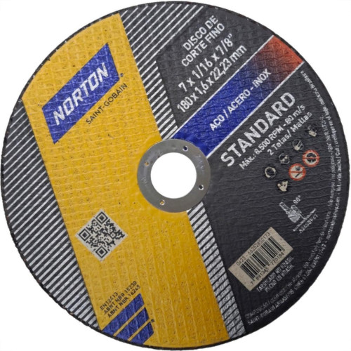 Disco Aco Inox Norton Standart - 7''X1/16''X7/8''- Fino Disco Aco Inox Norton Standart - 7''X1/16''X7/8''- Fino