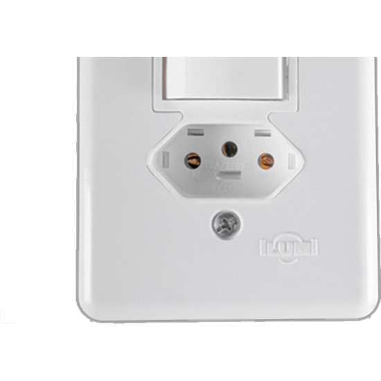 Conjunto Ilumi Stylus Branco Com Placa 2 Simples + Tomada 2P+T. 10A. - 20210