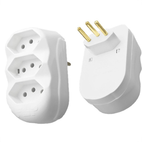 Pino 3 Saidas Flp Reto 2 Polos+Terra 20A. Branco - Kit C/10 Pecas Pino 3 Saidas Flp Reto 2 Polos+Terra 20A. Branco - Kit C/10 Pecas