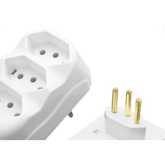 Pino 3 Saidas Flp Reto 2 Polos+Terra 20A. Branco - Kit C/10 Pecas Pino 3 Saidas Flp Reto 2 Polos+Terra 20A. Branco - Kit C/10 Pecas