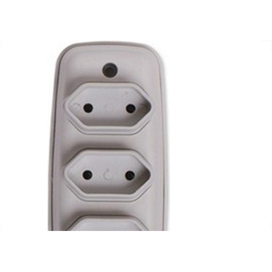 Tomada Barra Ilumi 2 Polos Tripla Cinza 10A. 1633