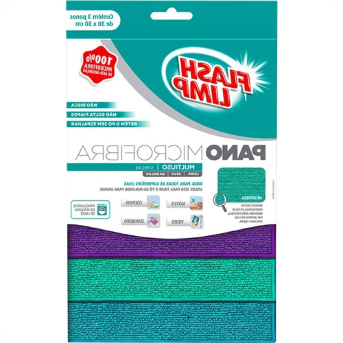 Pano Multiuso Flash Limp Microfibra Color Com 3 Pecas - Flp6742 Pano Multiuso Flash Limp Microfibra Color Com 3 Pecas - Flp6742