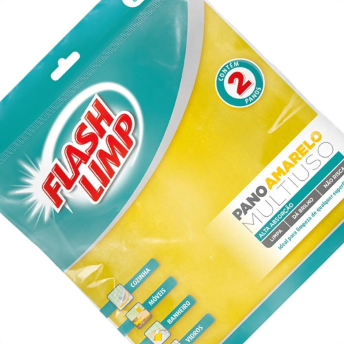 Pano Multiuso Flash Limp Amarelo Com 2 Pecas - Flp4540 Pano Multiuso Flash Limp Amarelo Com 2 Pecas - Flp4540