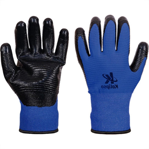 Luva Malha Kalipso Banho Nitrilico Nbr Wave Azul/Preta 8 - M - Kit C/12 Pecas Luva Malha Kalipso Banho Nitrilico Nbr Wave Azul/Preta 8 - M - Kit C/12 Pecas