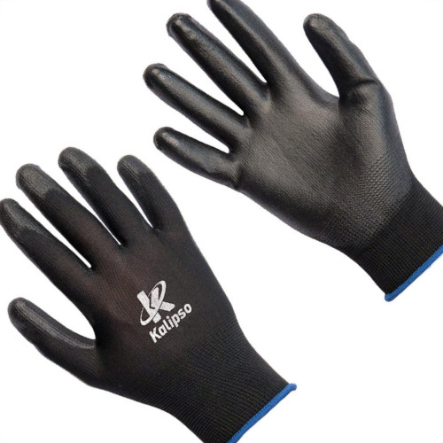 Luva Malha Kalipso Pu Multitato Preta 7 - P - Kit C/12 Pares Luva Malha Kalipso Pu Multitato Preta 7 - P - Kit C/12 Pares