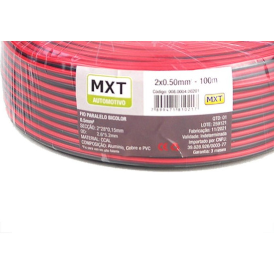 Fio Bicolor Para Som Mxt 2X0,50 Fio Bicolor Para Som Mxt 2X0,50