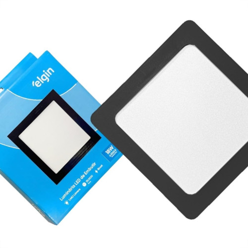 Plafon Led Embutir Elgin Quadrado 18W. 1440Lm. 6500K. Bivolt Preto