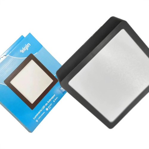 Plafon Led Sobrepor Elgin Quadrado 18W. 1440Lm. 6500K. Bivolt Preto