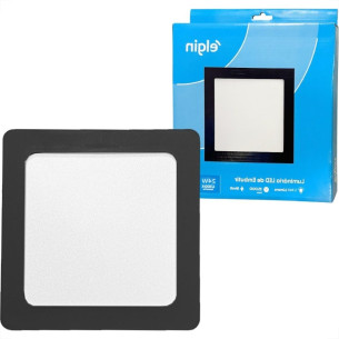 Plafon Led Embutir Elgin Quadrado 24W. 1920Lm. 6500K. Bivolt Preto