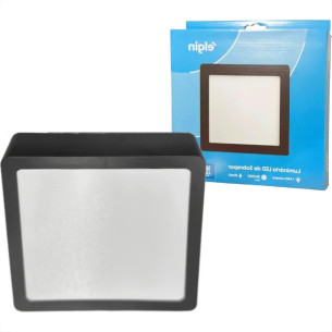 Plafon Led Sobrepor Elgin Quadrado 24W. 1920Lm. 6500K. Bivolt Preto