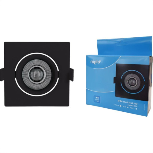 Spot Com Lampada Dicroica Led Elgin 5W. Quadrado Ip20 Mr16 Movel Preto Bivolt 400Lm 6500K.