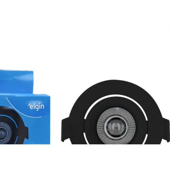 Spot Com Lampada Dicroica Led Elgin 5W. Redondo Ip20 Mr16 Movel Preto Bivolt 400Lm 6500K.