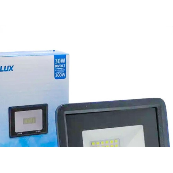 Refletor De Led Opalux 30W. 6500K. 800Lm Ip66 Preto Bivolt Refletor De Led Opalux 30W. 6500K. 800Lm Ip66 Preto Bivolt