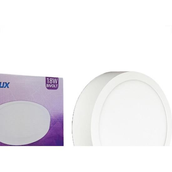 Plafon Led Sobrepor Opalux Redondo 18W. 1260Lm. 6500K. Bivolt Branco