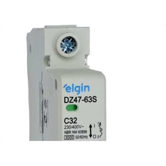 Disjuntor Elgin ''Din'' Unipolar Dz47-63S - 32A. Disjuntor Elgin ''Din'' Unipolar Dz47-63S - 32A.