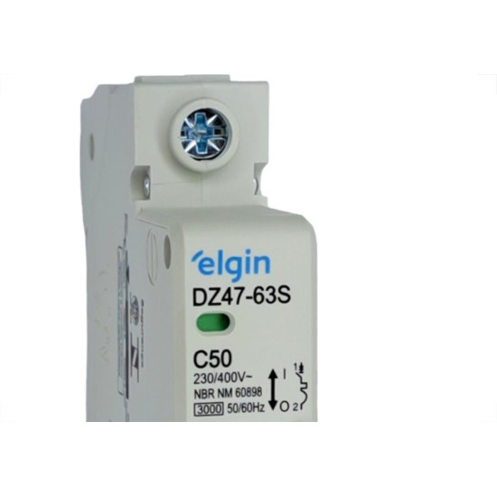 Disjuntor Elgin ''Din'' Unipolar Dz47-63S - 50A. Disjuntor Elgin ''Din'' Unipolar Dz47-63S - 50A.
