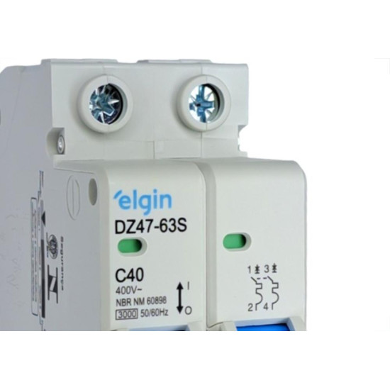 Disjuntor Elgin ''Din'' Bipolar Dz47-63S - 40A. Disjuntor Elgin ''Din'' Bipolar Dz47-63S - 40A.