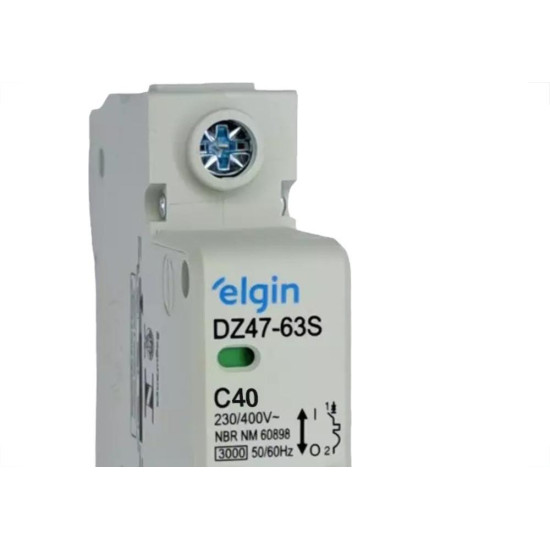Disjuntor Elgin ''Din'' Unipolar Dz47-63S - 40A. Disjuntor Elgin ''Din'' Unipolar Dz47-63S - 40A.