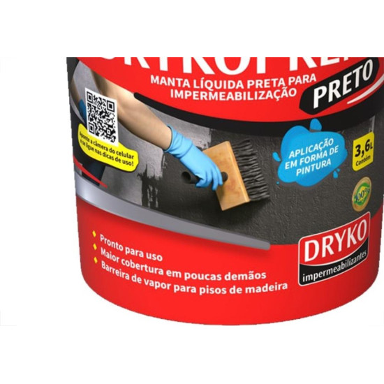 Impermeabilizante Dryko Drykopren Preto 3,6L.