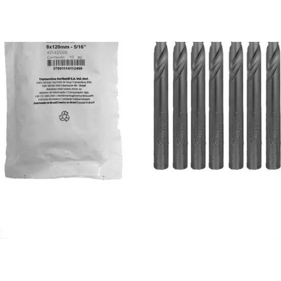 Broca Widea Tramontina Master 8,0Mm Pacote Com 10 Pecas - 43142/008 - Kit C/10 Pecas Broca Widea Tramontina Master 8,0Mm Pacote Com 10 Pecas - 43142/008 - Kit C/10 Pecas