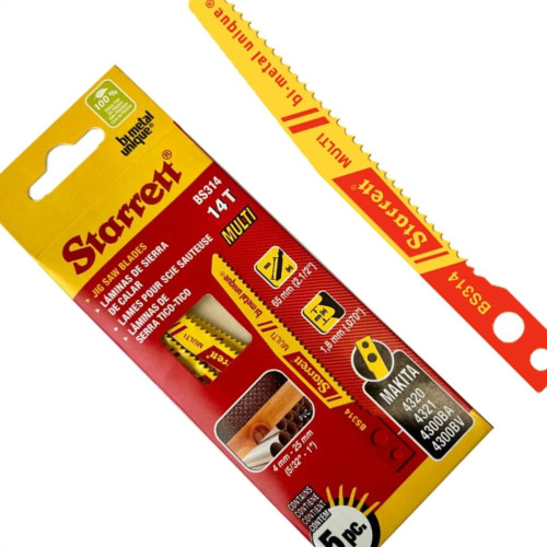 Serra Tico-Tico Lamina Starrett Multi Bi-Metal Com 5 Pecas Makita Bs314 - 65Mm - 14T