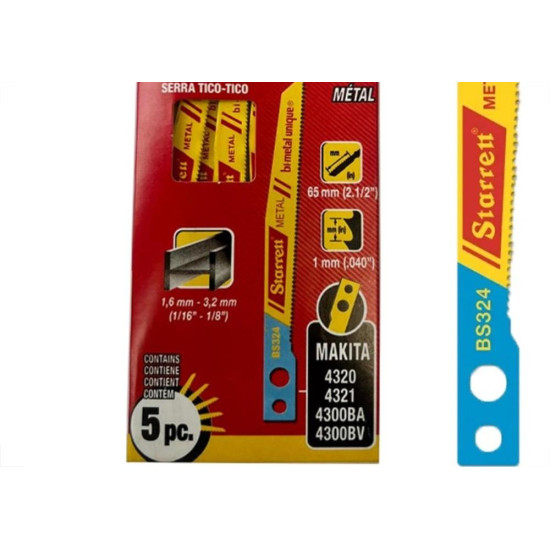 Serra Tico-Tico Lamina Starrett Metal Bi-Metal Com 5 Pecas Makita Bs324 - 65Mm - 24T Serra Tico-Tico Lamina Starrett Metal Bi-Metal Com 5 Pecas Makita Bs324 - 65Mm - 24T