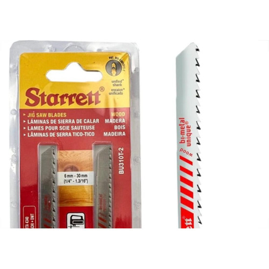 Serra Tico-Tico Lamina Starrett Madeira Bi-Metal Com 2 Pecas Bu310T-2 - 75Mm - 10T