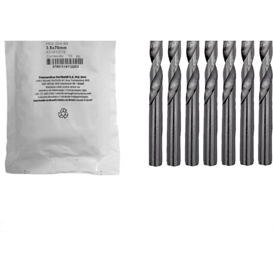 Broca Aco Rapido Tramontina Master 3,5Mm Pacote Com 10 Pecas - 43141/019 - Kit C/10 Pecas