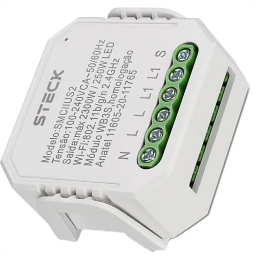 Modulo De Interruptor Steck Smarteck Interno Mini - Wi-Fi - Smciius2 Modulo De Interruptor Steck Smarteck Interno Mini - Wi-Fi - Smciius2