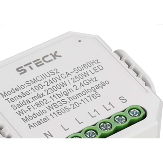 Modulo De Interruptor Steck Smarteck Interno Mini - Wi-Fi - Smciius2 Modulo De Interruptor Steck Smarteck Interno Mini - Wi-Fi - Smciius2