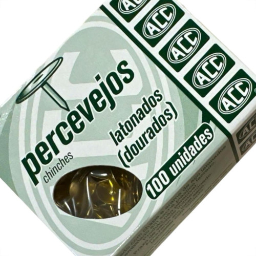 Percevejo Latonado Acc - Caixa Com 100 Pecas - Kit C/10 Caixas Percevejo Latonado Acc - Caixa Com 100 Pecas - Kit C/10 Caixas