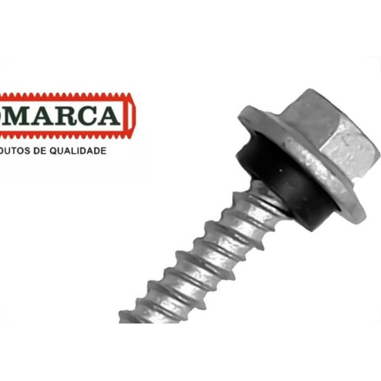 Parafuso Telha Sextavado Com Arruela De Vedacao Ponta Ogivada 12-14 X 1.1/2'' Jomarca - Kit C/2 Centos