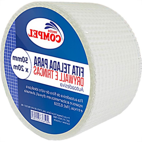 Fita Telada Compel Fibra De Vidro Para Drywall E Trincas Autoadesiva 50Mm X 20M Fita Telada Compel Fibra De Vidro Para Drywall E Trincas Autoadesiva 50Mm X 20M