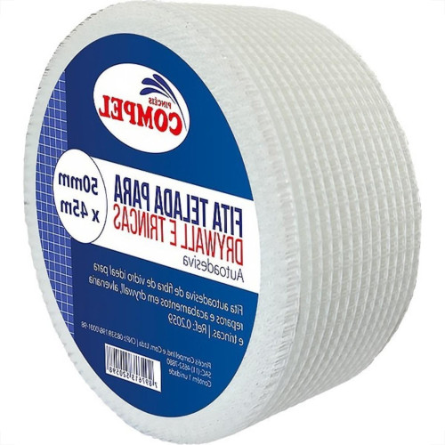 Fita Telada Compel Fibra De Vidro Para Drywall E Trincas Autoadesiva 50Mm X 45M Fita Telada Compel Fibra De Vidro Para Drywall E Trincas Autoadesiva 50Mm X 45M