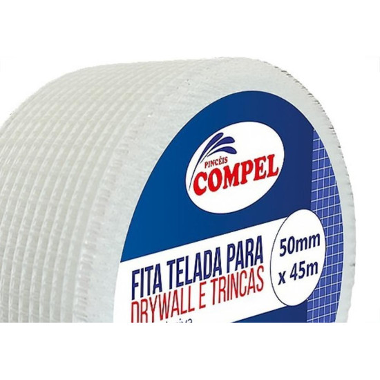 Fita Telada Compel Fibra De Vidro Para Drywall E Trincas Autoadesiva 50Mm X 45M Fita Telada Compel Fibra De Vidro Para Drywall E Trincas Autoadesiva 50Mm X 45M