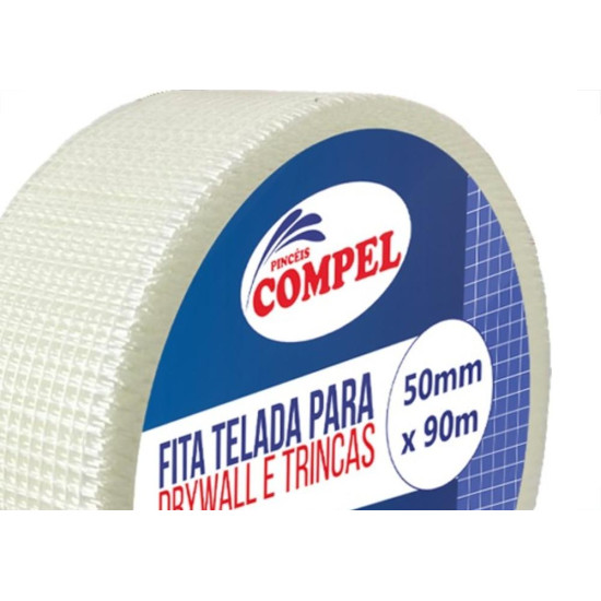 Fita Telada Compel Fibra De Vidro Para Drywall E Trincas Autoadesiva 50Mm X 90M Fita Telada Compel Fibra De Vidro Para Drywall E Trincas Autoadesiva 50Mm X 90M