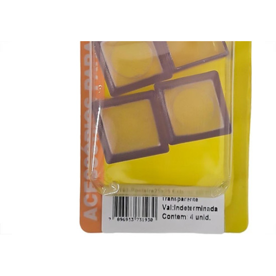 Ponteira Externa (Pvc) Talentos Quadrada 25X25 Transparente Cartela Com 4 Pecas Ponteira Externa (Pvc) Talentos Quadrada 25X25 Transparente Cartela Com 4 Pecas