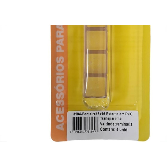 Ponteira Externa (Pvc) Talentos Quadrada 16X16 Transparente Cartela Com 4 Pecas Ponteira Externa (Pvc) Talentos Quadrada 16X16 Transparente Cartela Com 4 Pecas