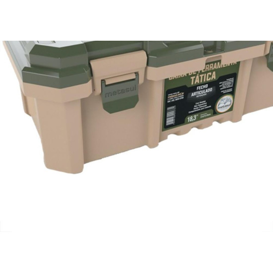 Caixa De Ferramentas Plastica Metasul 18,3'' Verde/Bege Tatica Com Bandeja Caixa De Ferramentas Plastica Metasul 18,3'' Verde/Bege Tatica Com Bandeja