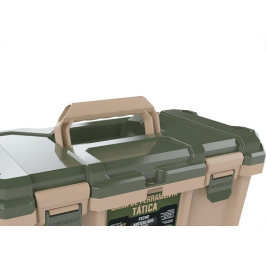 Caixa De Ferramentas Plastica Metasul 18,3'' Verde/Bege Tatica Com Bandeja Caixa De Ferramentas Plastica Metasul 18,3'' Verde/Bege Tatica Com Bandeja