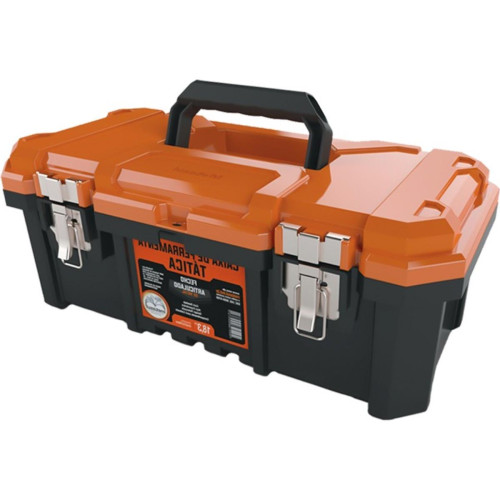 Caixa De Ferramentas Plastica Metasul 18,3'' Laranja/Preta Tatica Com Bandeja E Fecho De Metal Caixa De Ferramentas Plastica Metasul 18,3'' Laranja/Preta Tatica Com Bandeja E Fecho De Metal