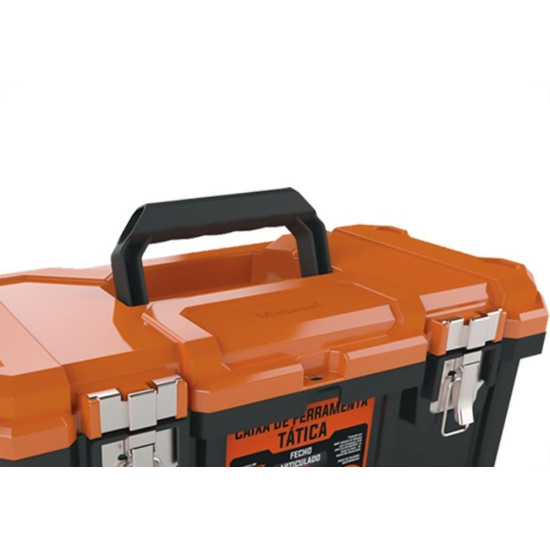 Caixa De Ferramentas Plastica Metasul 18,3'' Laranja/Preta Tatica Com Bandeja E Fecho De Metal Caixa De Ferramentas Plastica Metasul 18,3'' Laranja/Preta Tatica Com Bandeja E Fecho De Metal