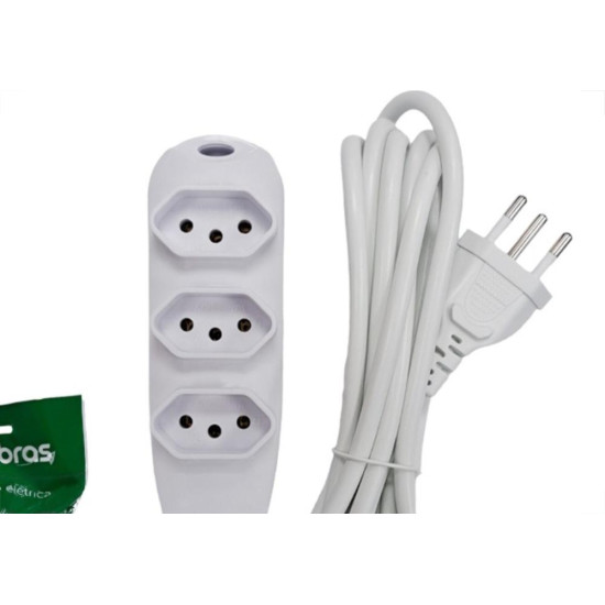 Extensao Intelbras 3 Tomadas 2 Polos + Terra 10A. Branca 5M. - 4830146 Extensao Intelbras 3 Tomadas 2 Polos + Terra 10A. Branca 5M. - 4830146