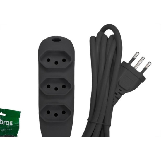 Extensao Intelbras 3 Tomadas 2 Polos + Terra 10A. Preta 3M. - 4830148 Extensao Intelbras 3 Tomadas 2 Polos + Terra 10A. Preta 3M. - 4830148