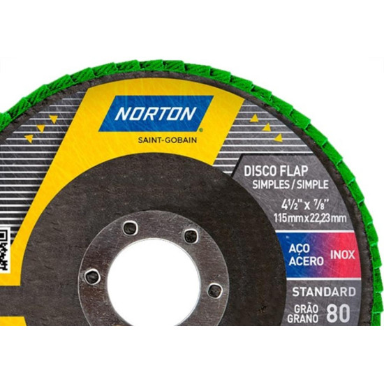 Disco Flap Norton 4.1/2'' - Grao 80 Standard - Kit C/10 Pecas