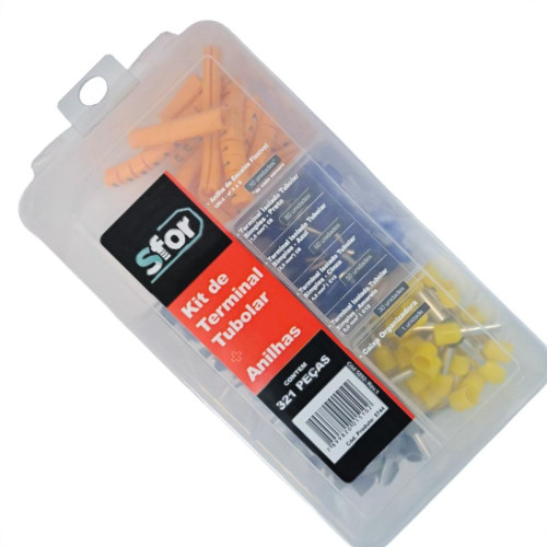 Terminal Kit Sforplast - Anilhas + Terminais Tubulares Pre Isolados Com 321 Pecas - 5744